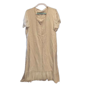 NWOT PRIMA made in Italy neutral linen/silk/viscose flutter sleeve midi dress